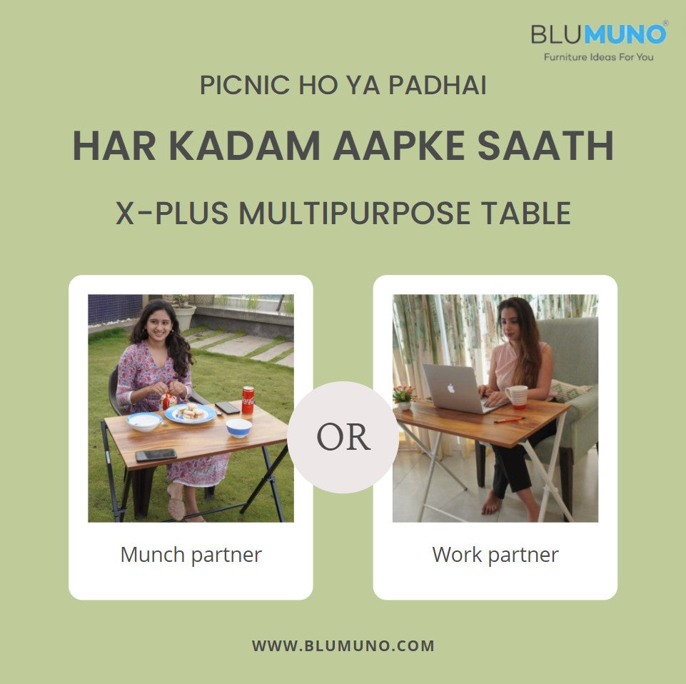 Blumuno X-Plus Multi-purpose Table (Natural Wooden Finish)