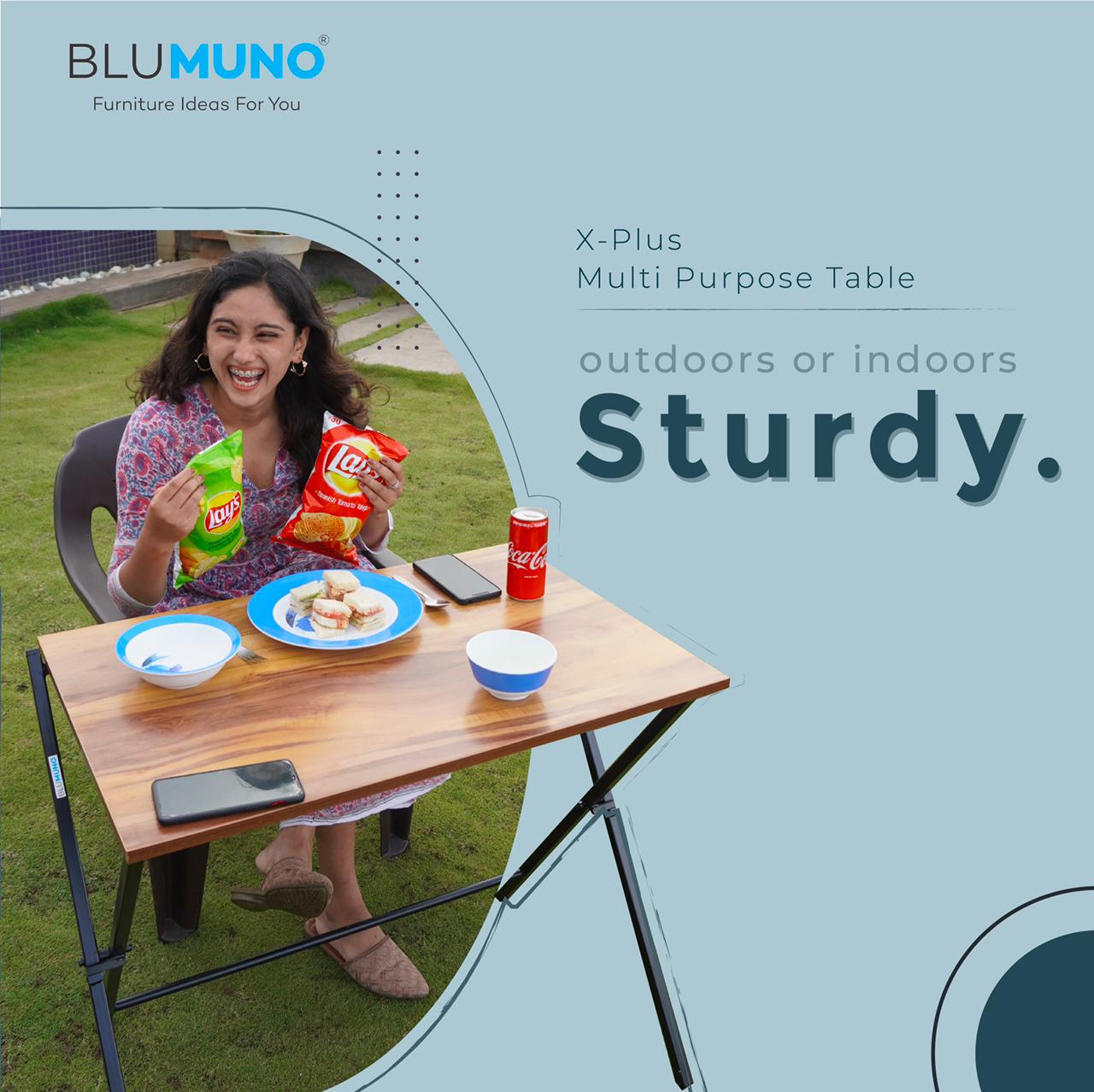 Blumuno X-Plus Multi-purpose Table (Natural Wooden Finish)