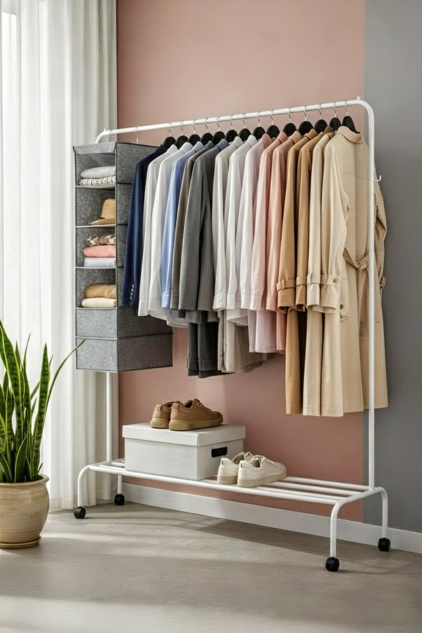BLUMUNO Wardrobe Wingman Hanger Trolley (White)