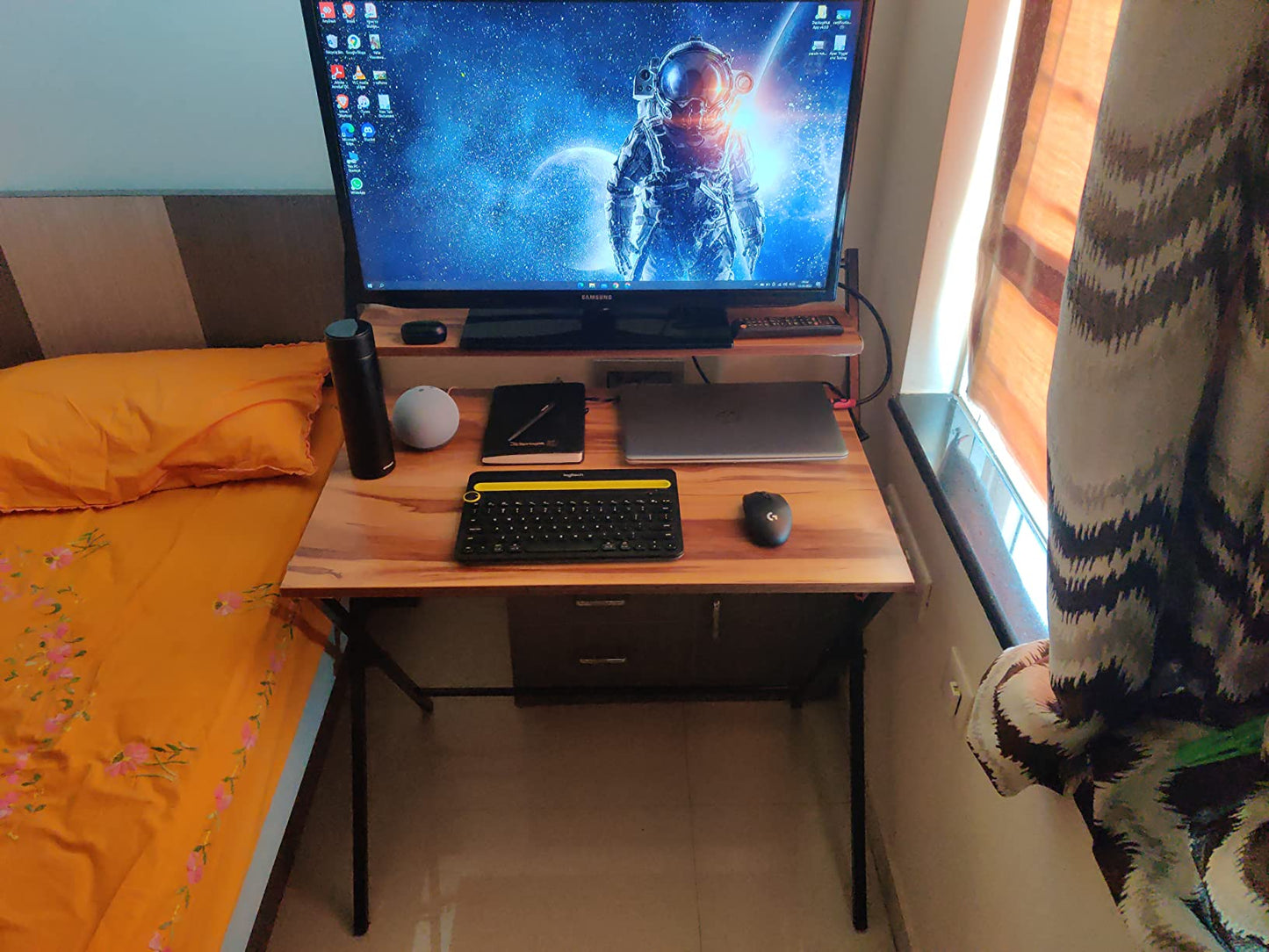 Blumuno X-Plus Folding Table (Natural Wooden Finish)