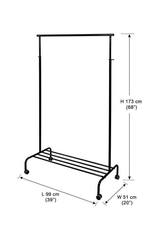 Blumuno Height -Adjustable Cloth Hanger Trolley with Wheels (Light-Weight)