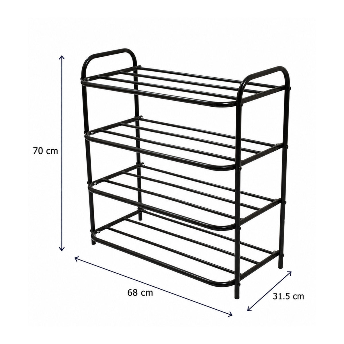 Blumuno 4-Level Metal Shoe Rack (Black)