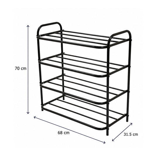 Blumuno 4-Level Metal Shoe Rack (Black)