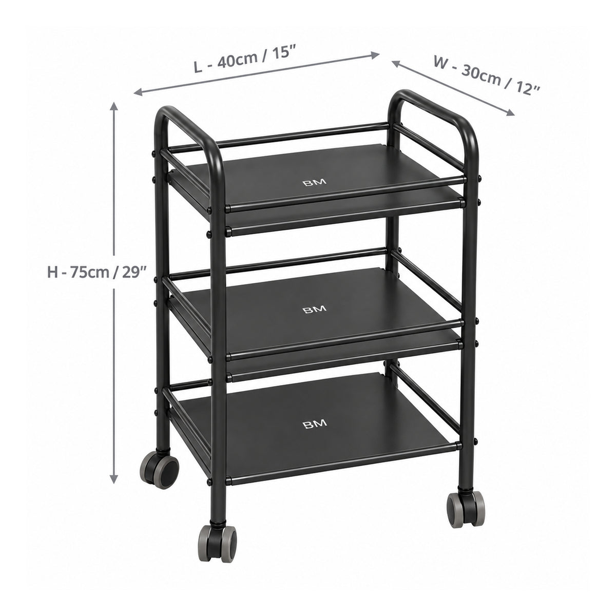 Blumuno Multi-Purpose Storage & Utility Trolley (Black)