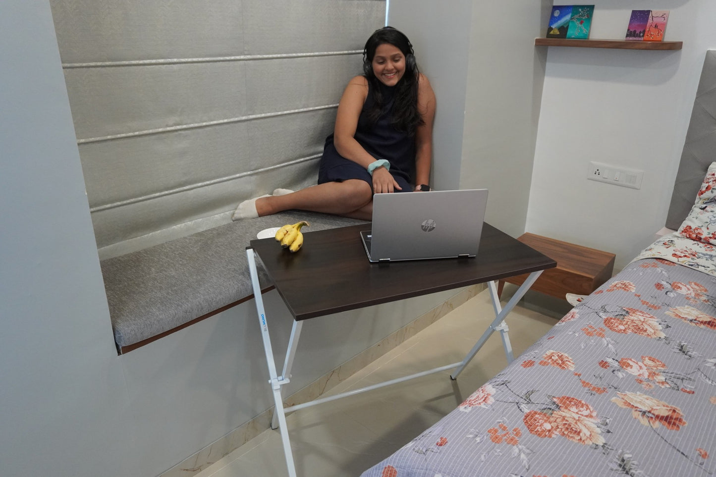 Blumuno X-Plus Multi-purpose Table (Walnut Black Finish)